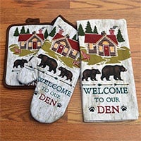 Cabin Lodge Themed Kitchen Towels with Bear, Moose, and Antler Print –  Loblolly Girl