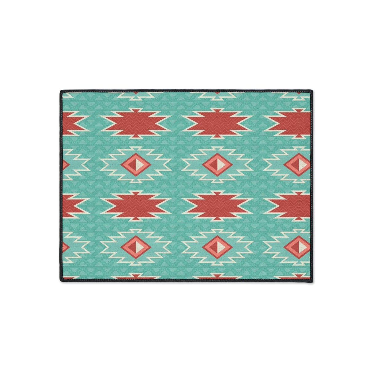 Red Blue Aztec Non-Slip Rug
