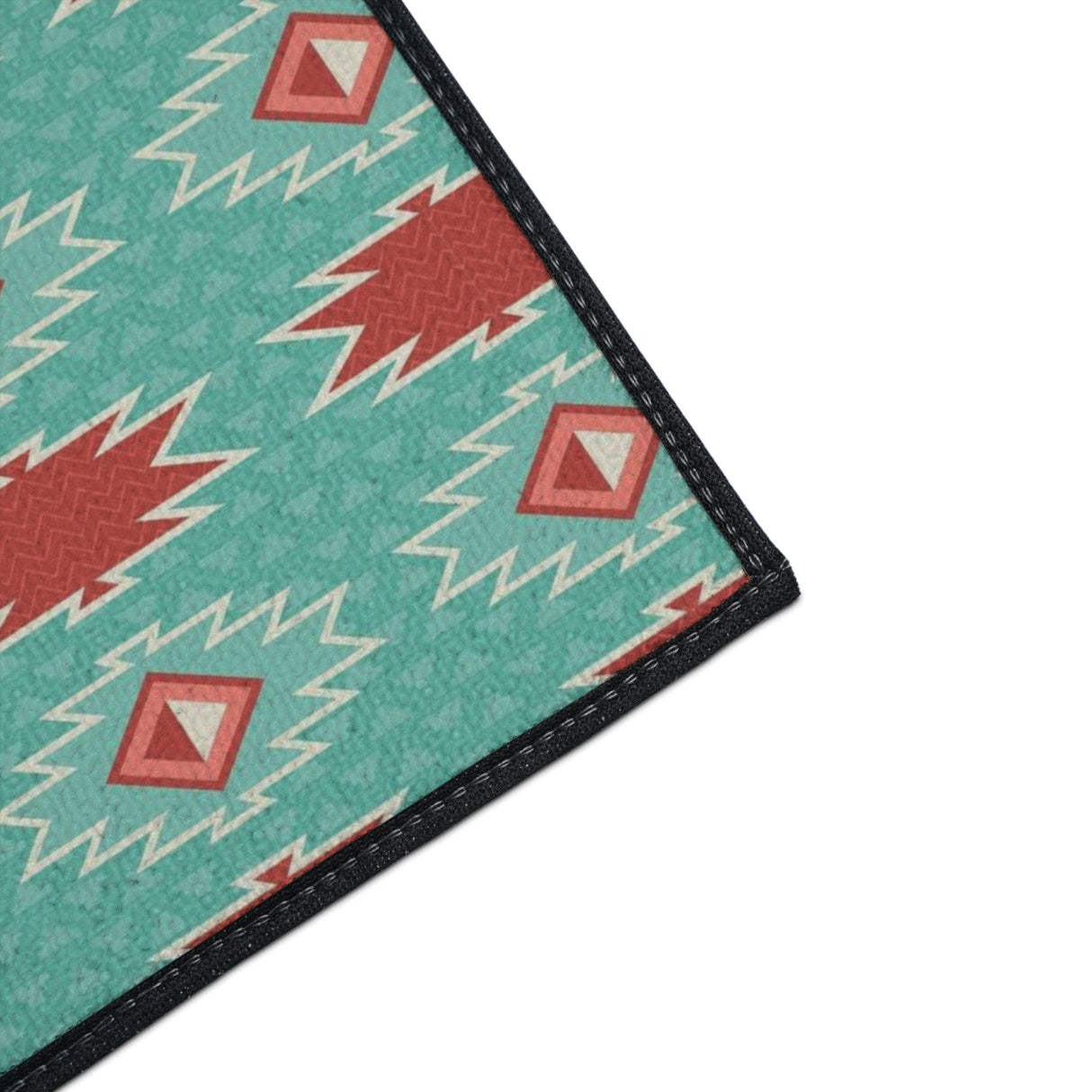 Red Blue Aztec Non-Slip Rug