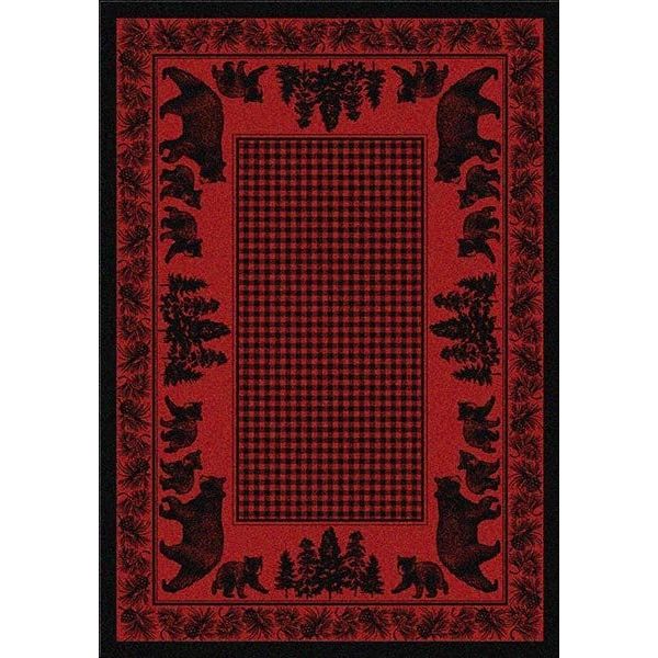 Woodland Bear Family Red Area Rug Collection