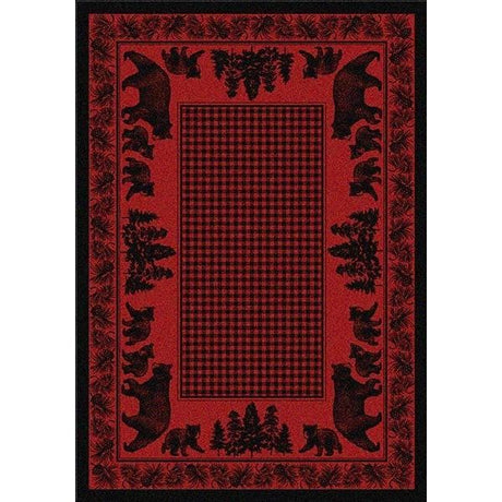 Woodland Bear Family Red Area Rug Collection
