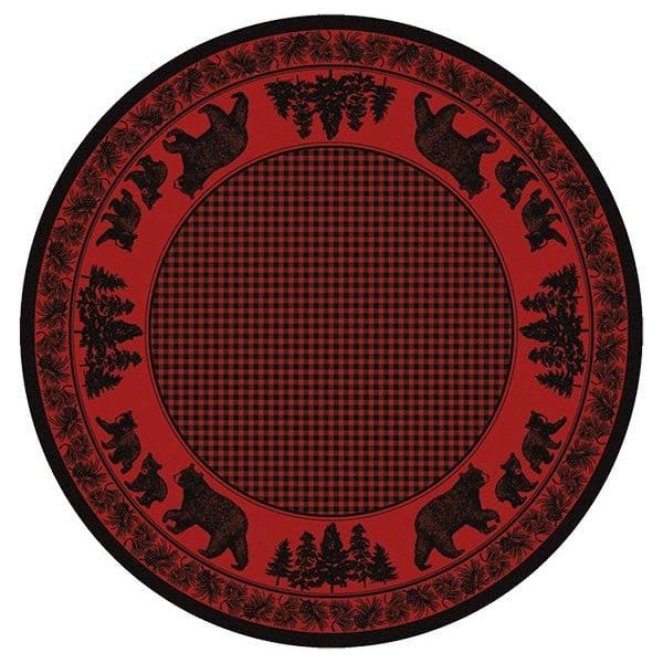 Woodland Bear Family Red Area Rug Collection