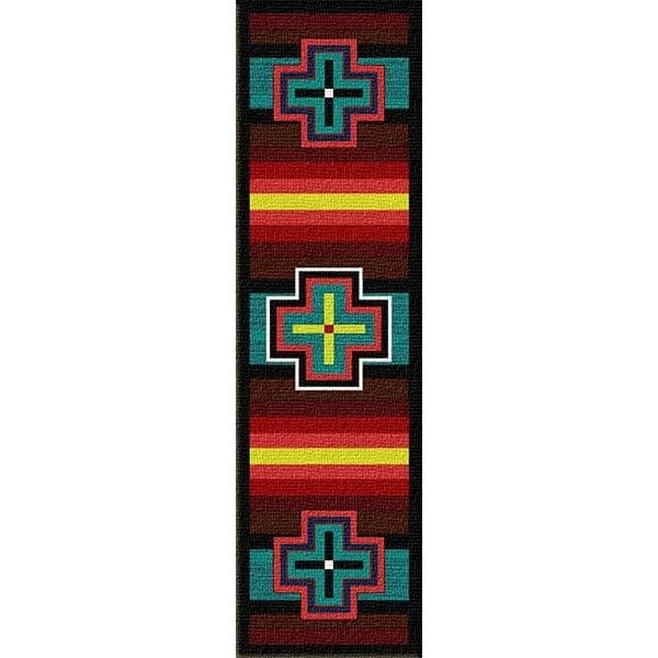Many Crosses Turquoise Area Rug