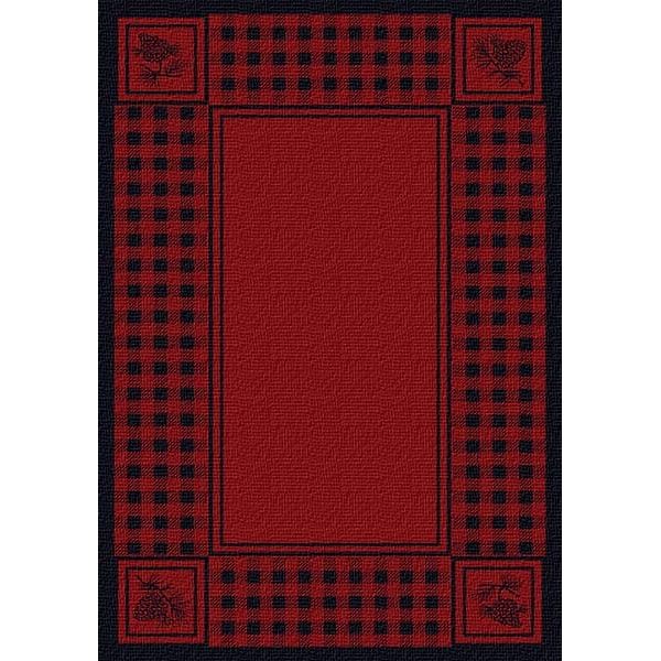 Pinecone Plaid Red Area Rug