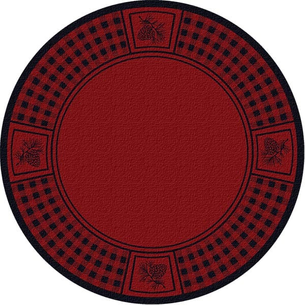 Pinecone Plaid Red 8' Round Area Rug
