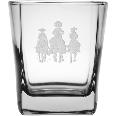 Three Amigos 9.25 oz. Etched Double Old Fashioned Glass Sets