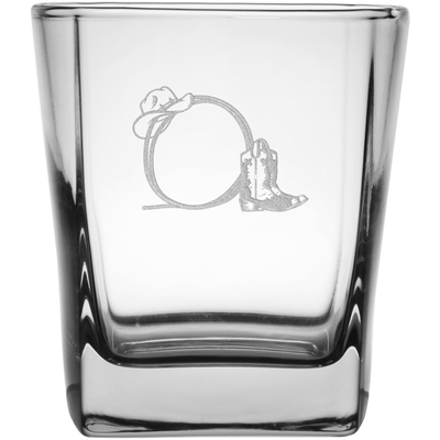 Rope & Boots 9.25 oz. Etched Double Old Fashioned Glass Sets