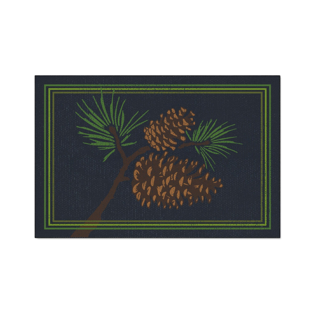 Navy Green Pine Non-Slip Rug