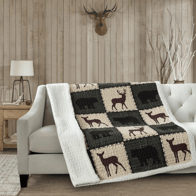 Checker Forest Green Sherpa Throw