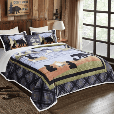 Lakeside Bear Flannel Bedding Set