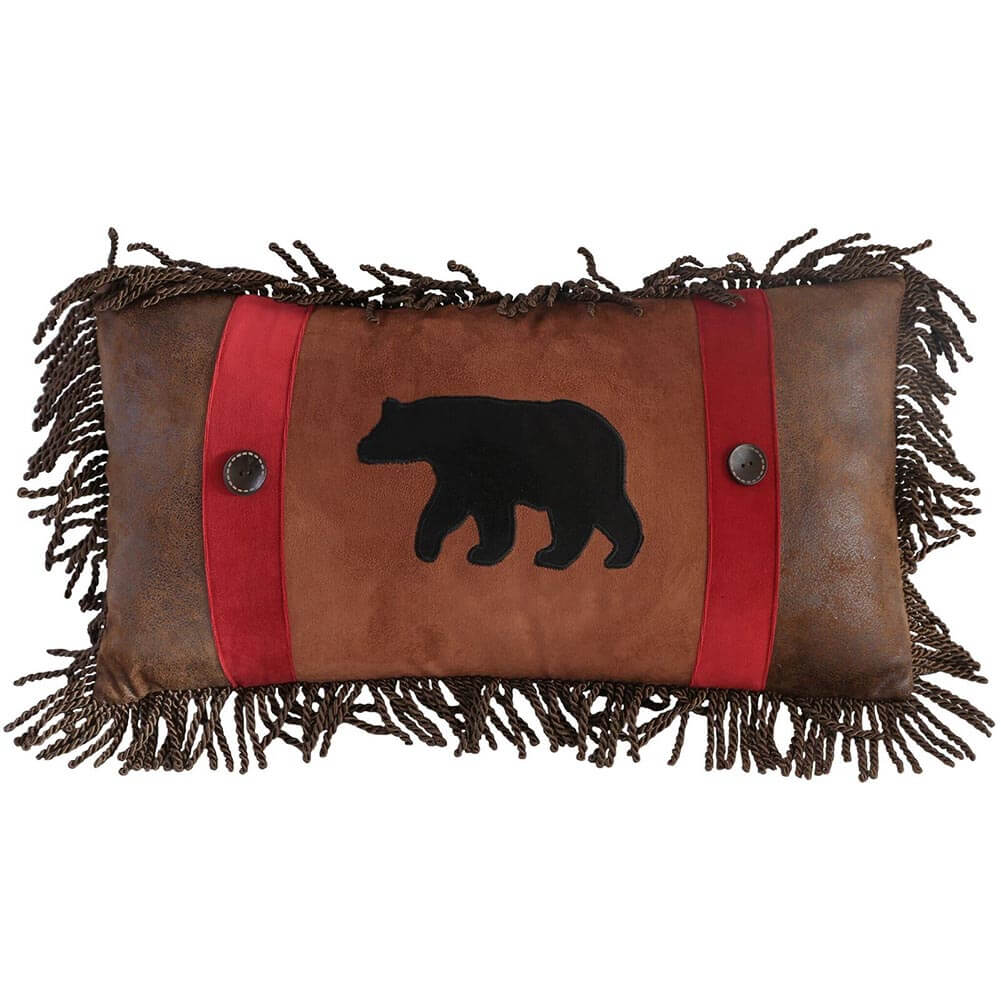 Black Bear Fringe Pillow