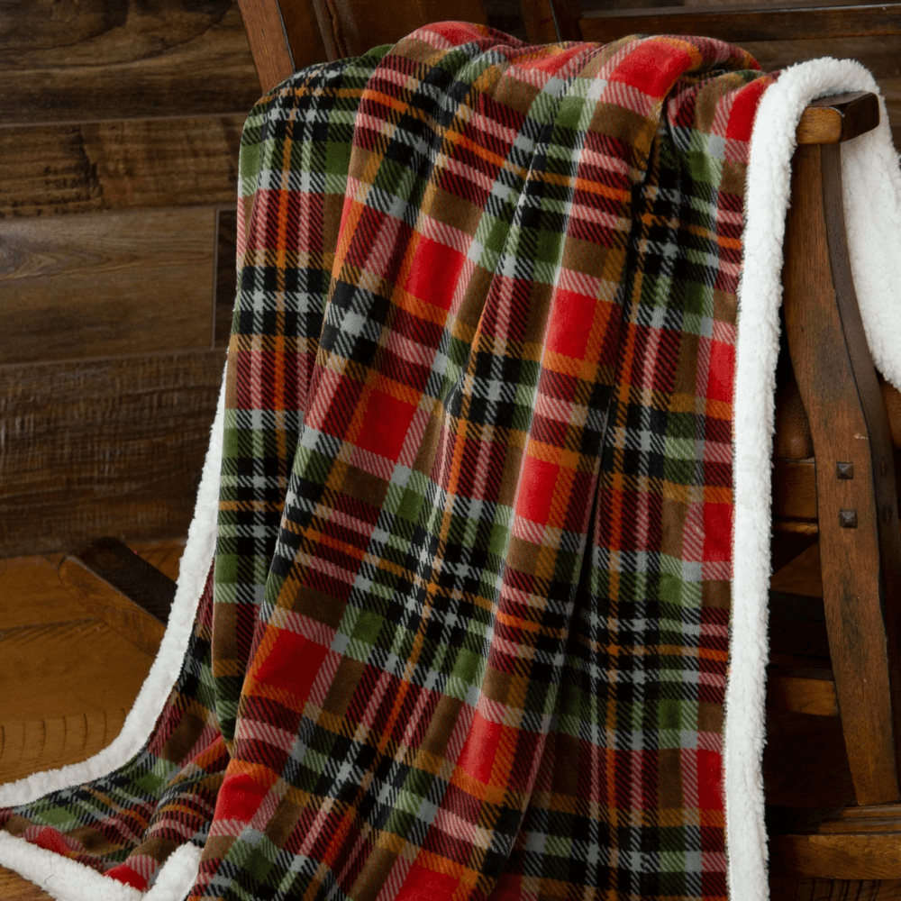 Red And Green Plaid Sherpa Throw
