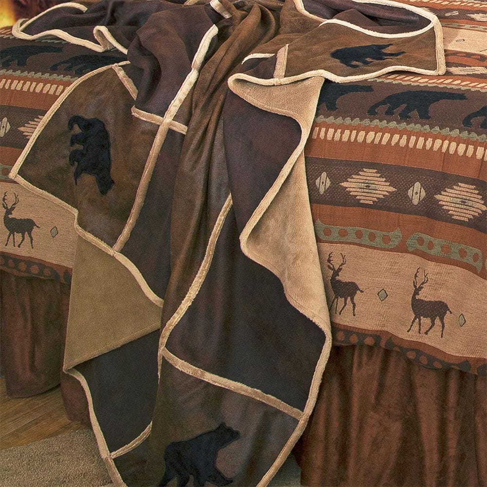 Autumn Trails Bear Grid Throw
