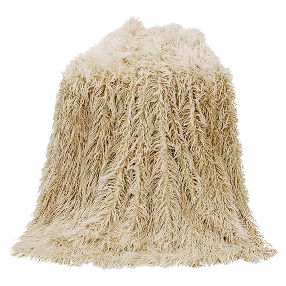 Cream Mongolian Fur Throw