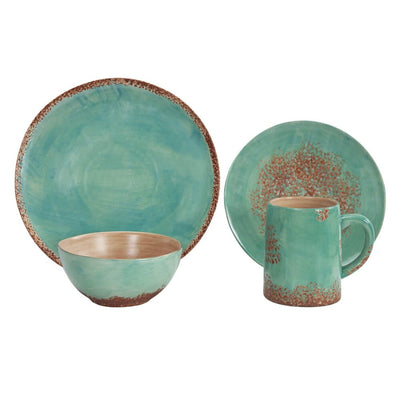 Turquoise Blush 16 PC Ceramic Dish Set