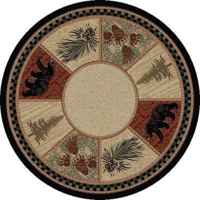 Pine Forest Bear Round Area Rug
