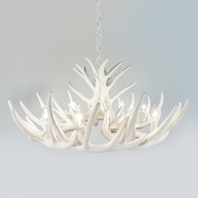 Whitetail 12 White Antler Cascade Chandelier