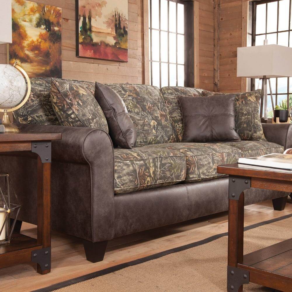 Leather and Camo Sofa