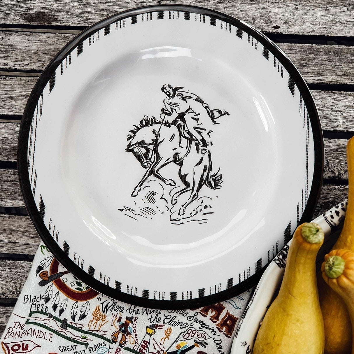 Ranch Sketches Melamine Dinner Plate Set