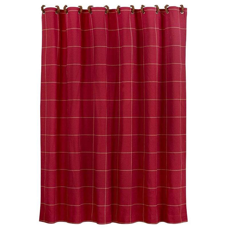 Western Red Check Shower Curtain