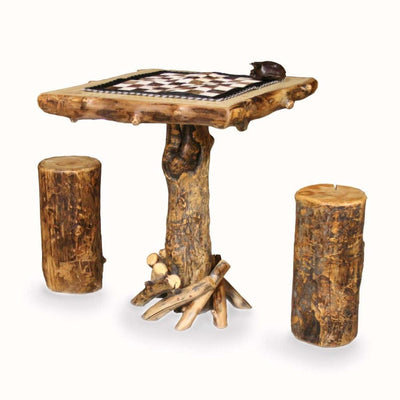 Aspen Checkerboard Table with Stump Stools