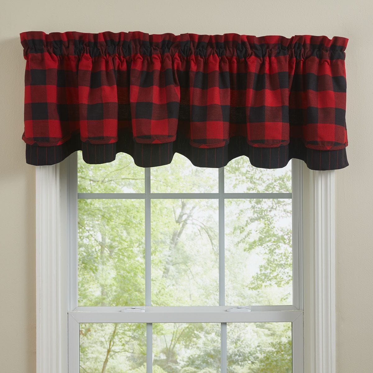 Buffalo Stripe Lined Layered Valance