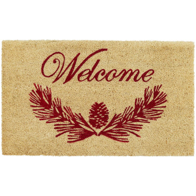 Pinecone Red Welcome Mat