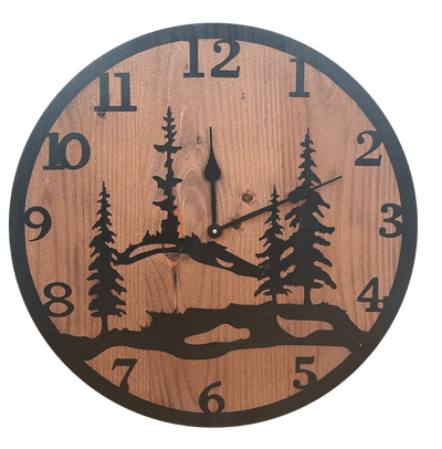 24" Forest Scene Wooden Clock