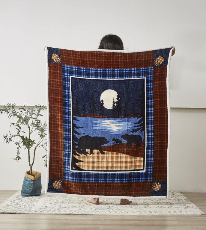 Moonlit Walk Flannel Sherpa Throw