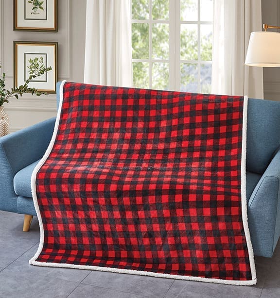 Classic Outdoorsman Flannel Sherpa Throw