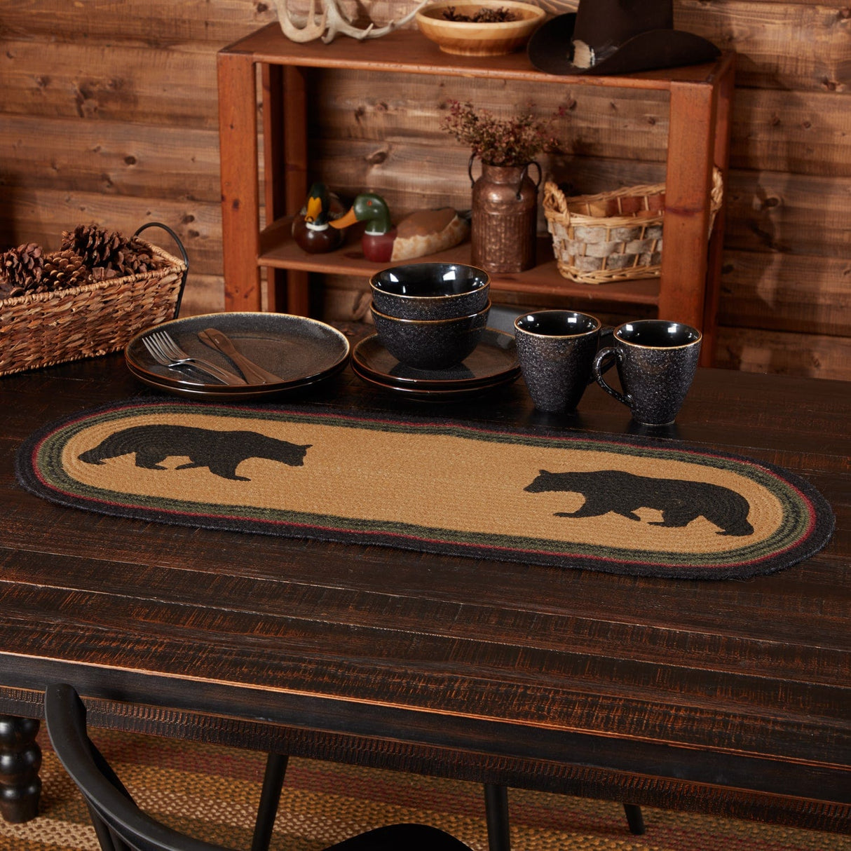 Wildlife Patch Bear 36" Oval Table Runner
