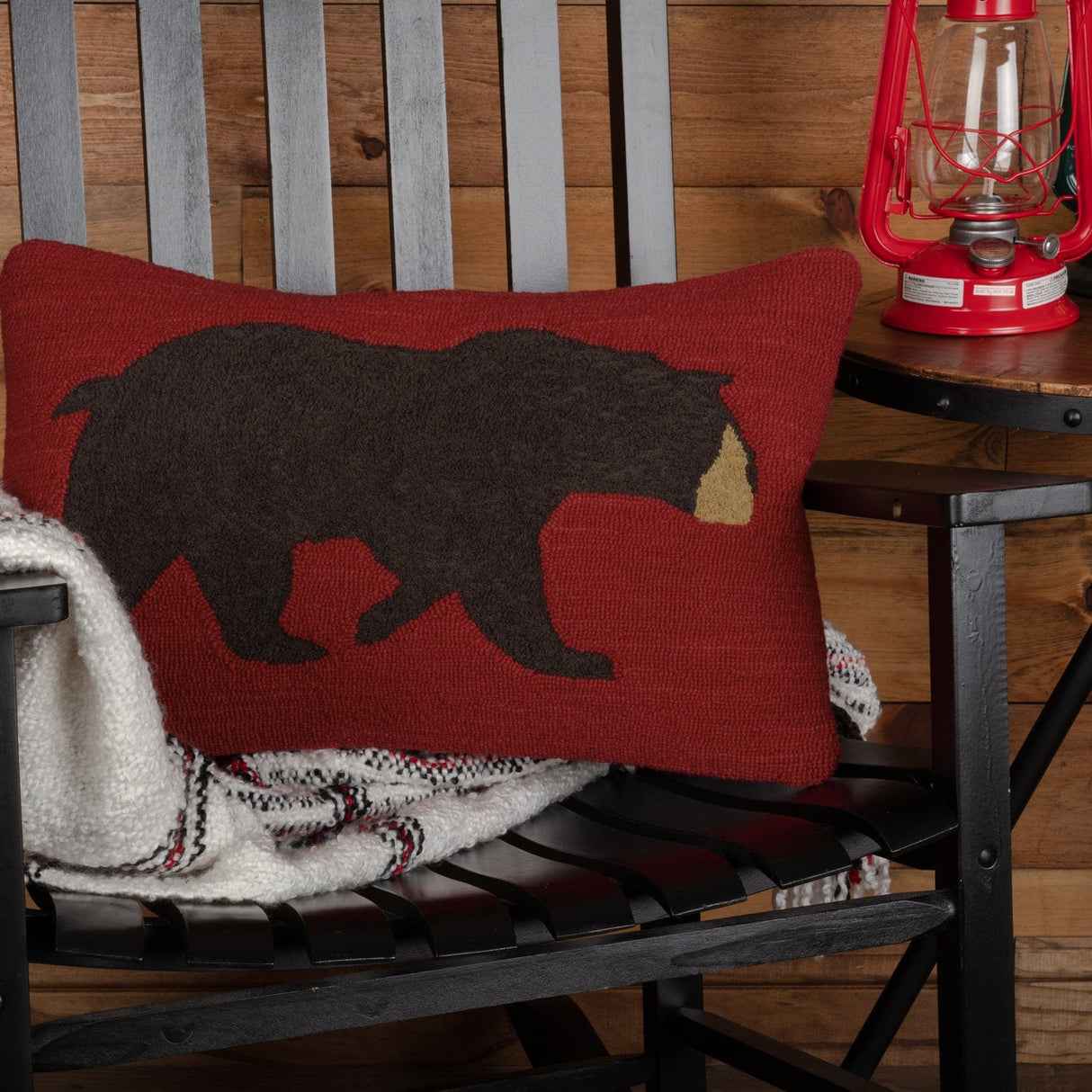 Wildlife Patch Red Bear Accent Pillow