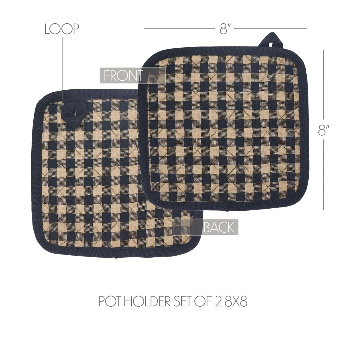 Black & Tan Pot Holder Set