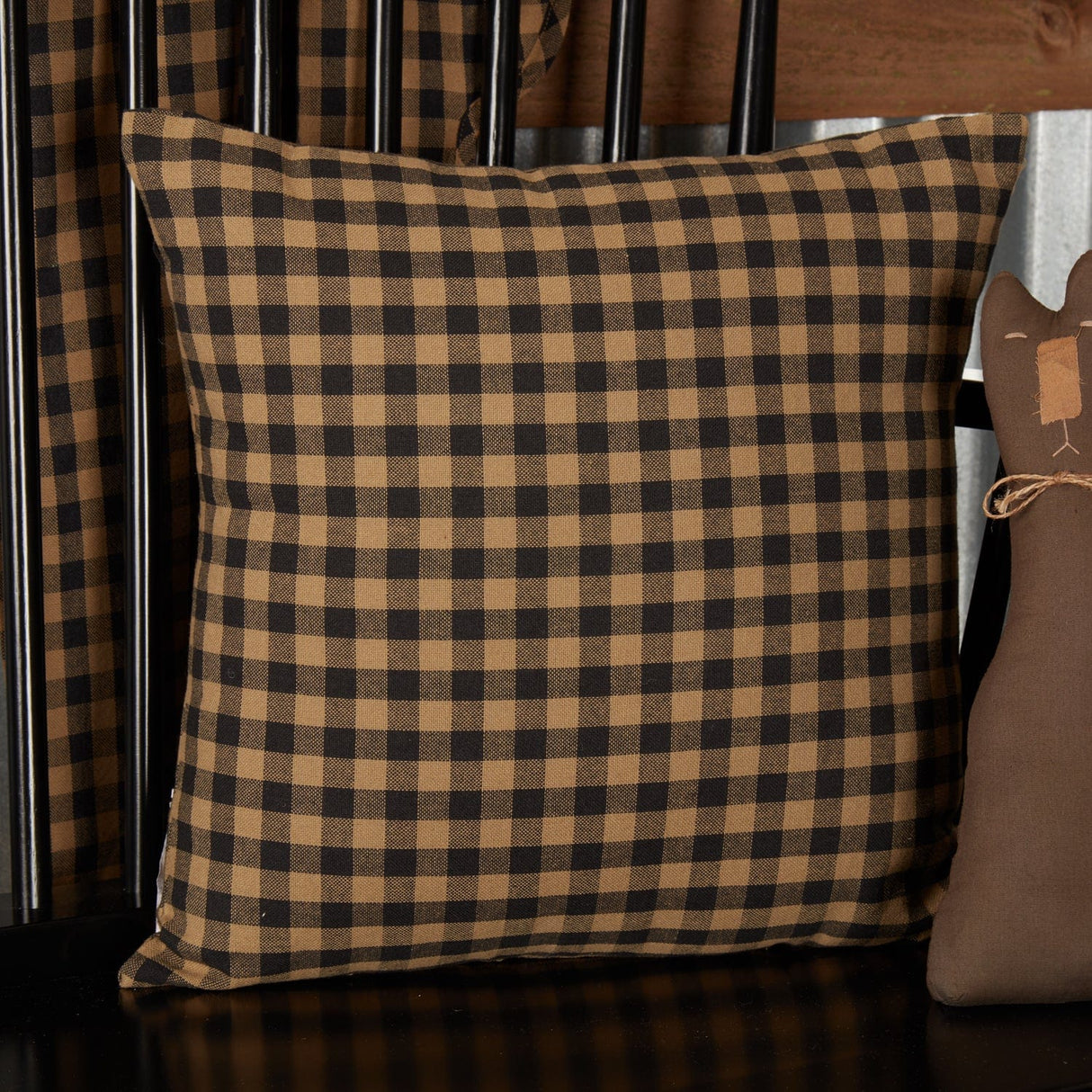 Black & Tan Plaid Accent Pillow