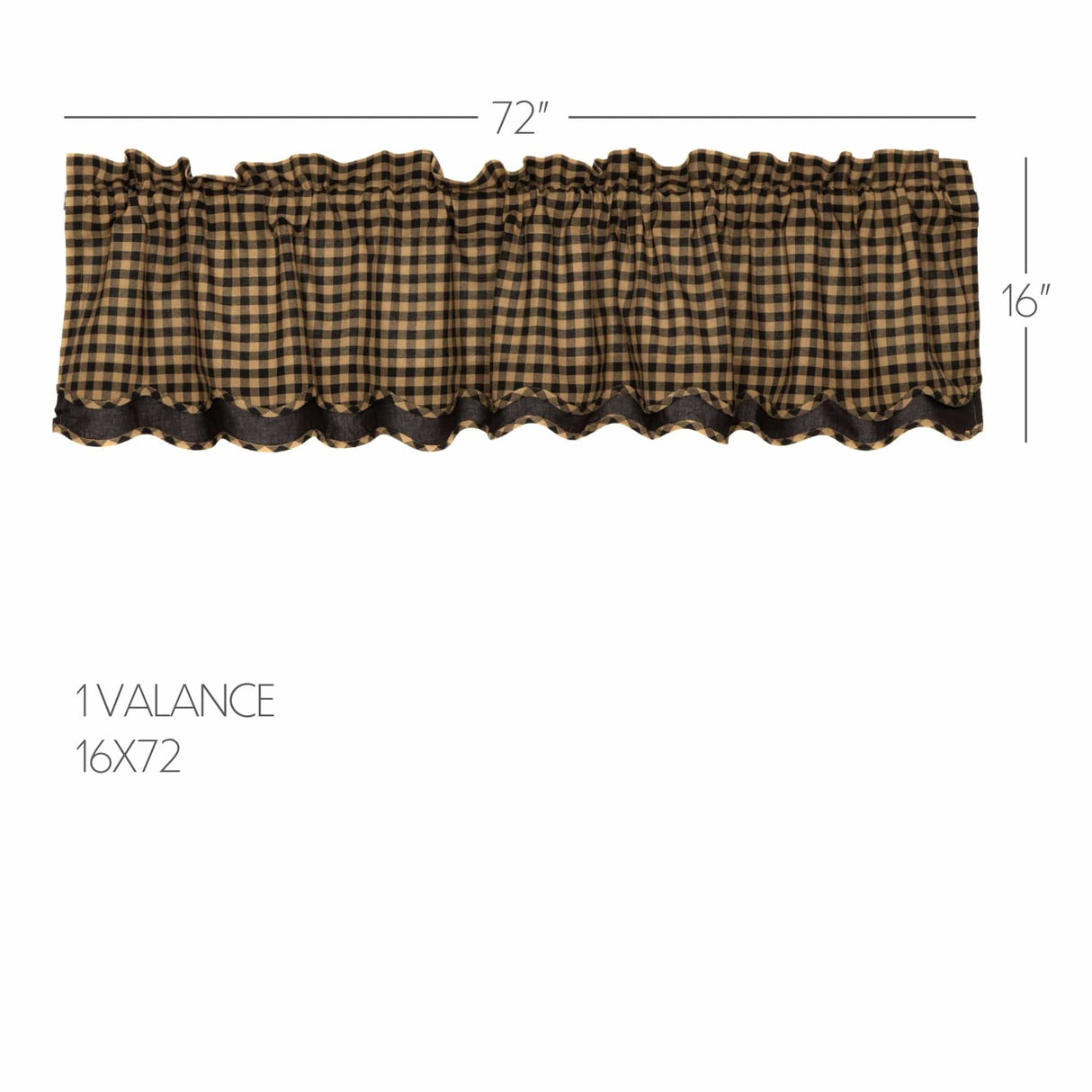 Black & Tan 72" Layered Valance