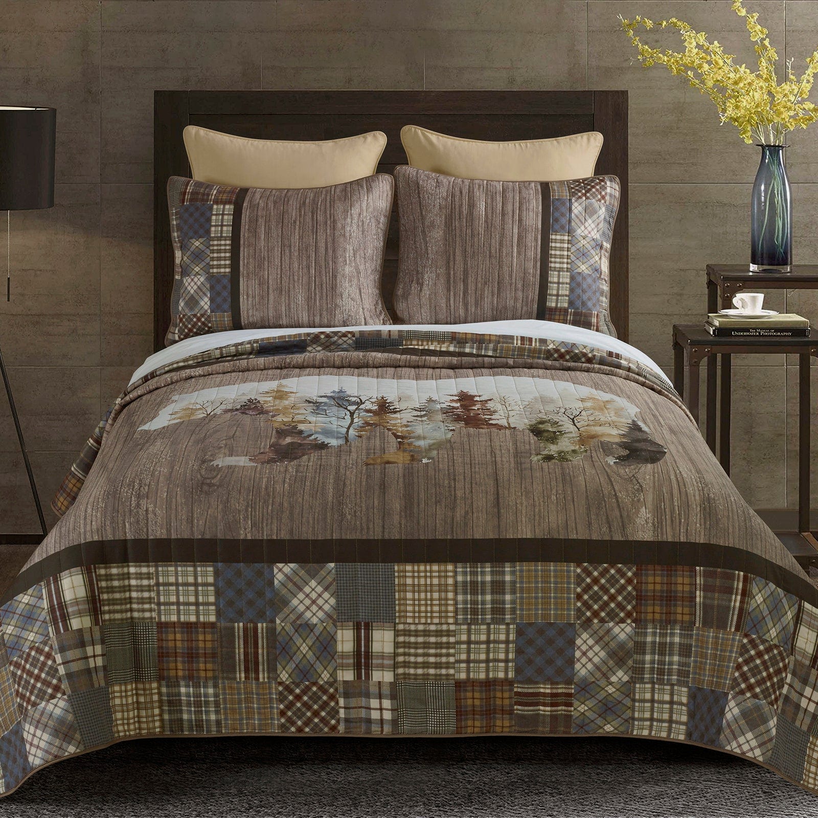 Lake Patch Bear Quilted Blanket NCU0LDH746