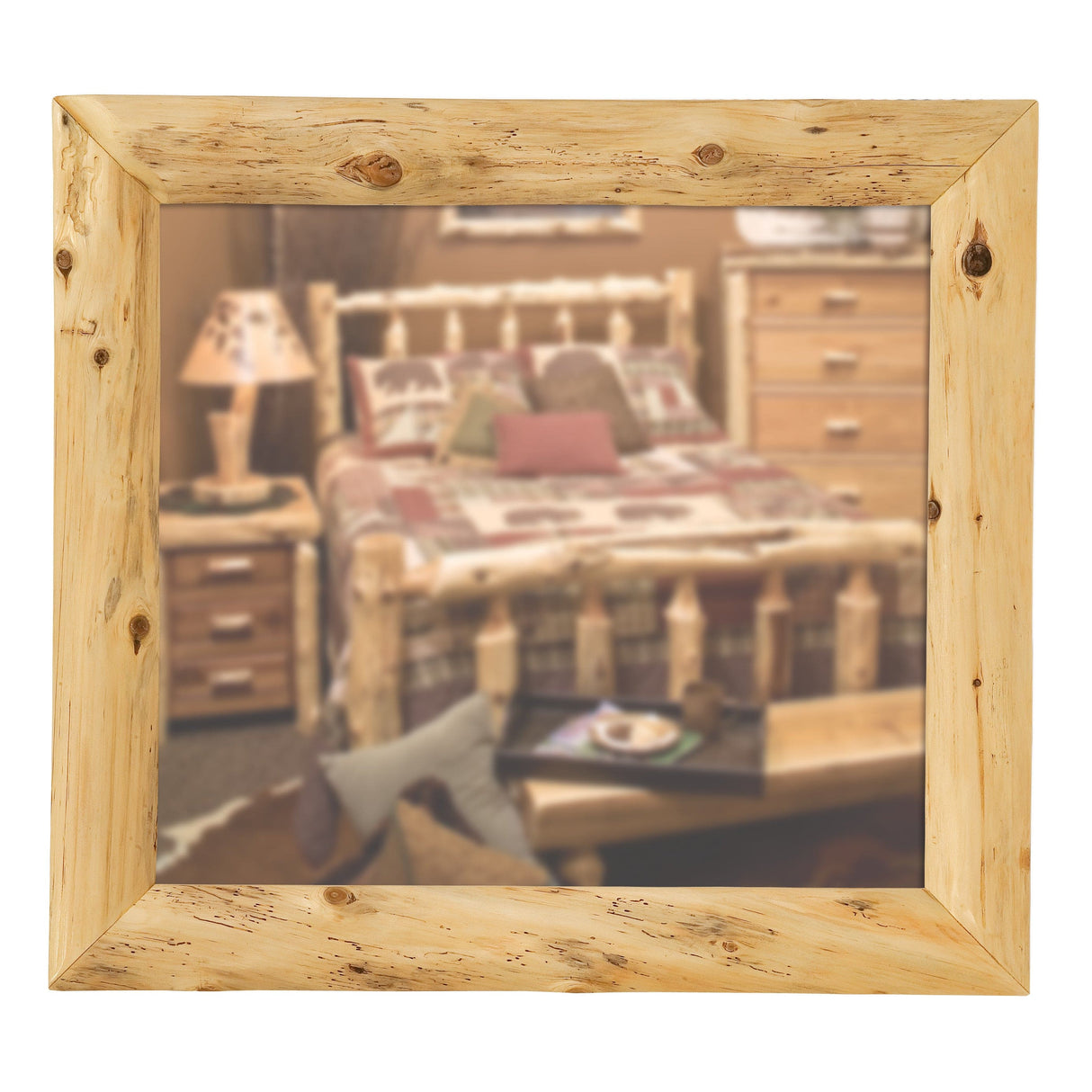 Cedar Log Mitered Mirror Frame