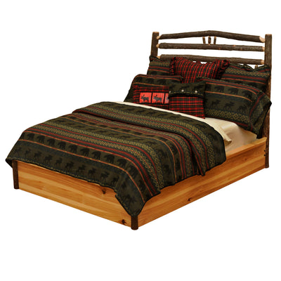 Hickory Log Wagon Wheel Platform Bed