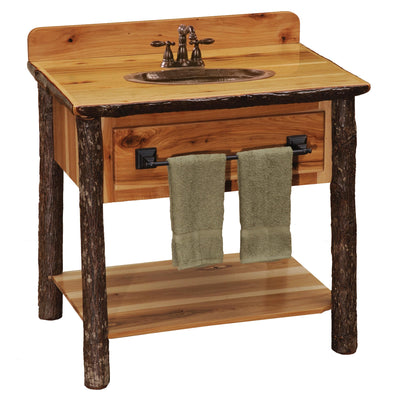 Hickory Log Open Vanity With Top