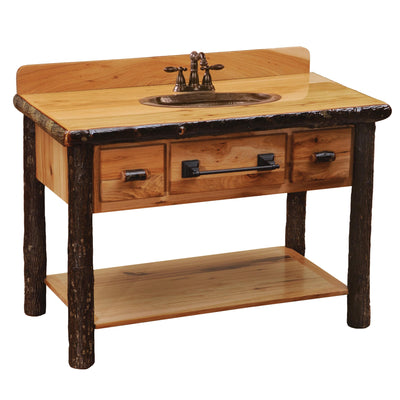 Hickory Log Two Drawer Vanity With Top