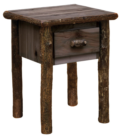 Hickory Log One Drawer End Table