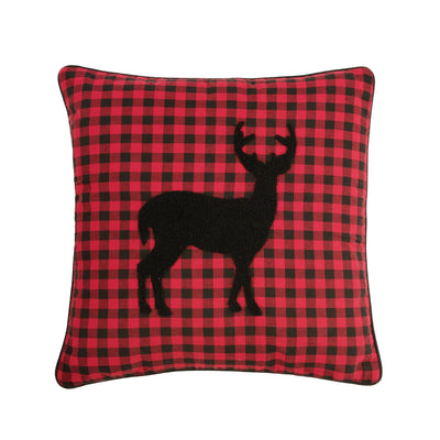 Deer Silhouette Plaid Throw Pillow