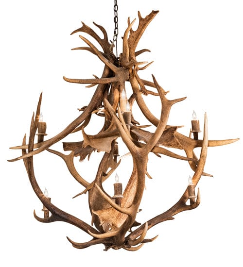 55" Elk & Fallow Deer 10 Light Antler Chandelier