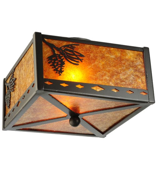Shaded Pines 10" Square Flush Mount - Timeless Bronze