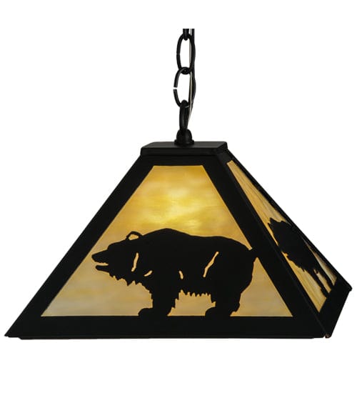 Roaming Bear 12" Square Pendant