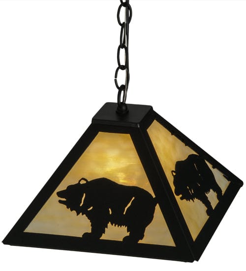 Roaming Bear 12" Square Pendant