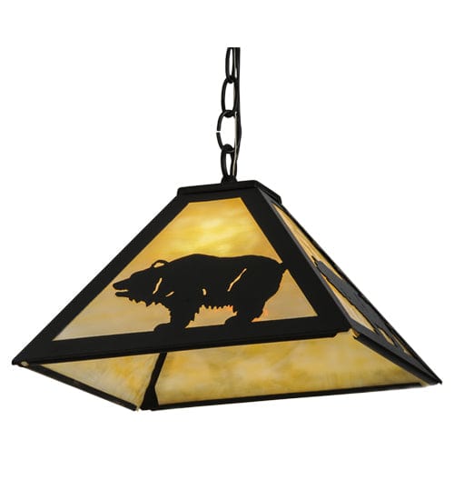 Roaming Bear 12" Square Pendant
