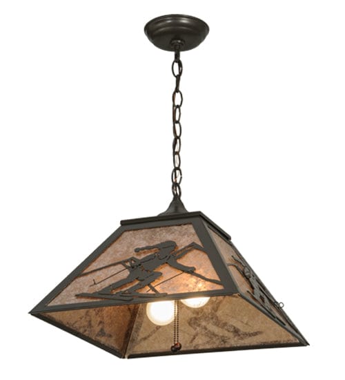 Downhill Ski 16" Square Pendant