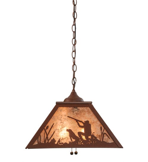 Quail Hunt 16" Square Pendant