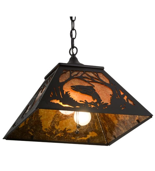 Jumping Trout 16" Square Pendant